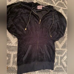 Juicy Couture Black Velour Hoodie with Gold Zipper and matching pants